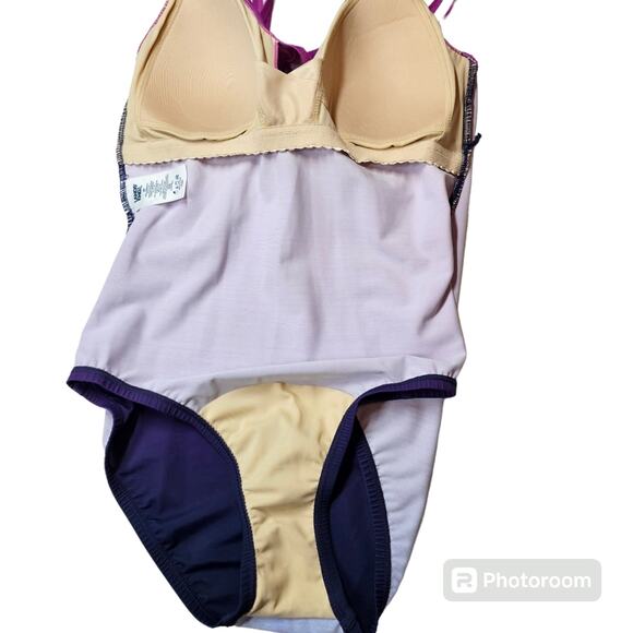 Lands' End Women's SlenderSuit Tummy Control V-neck Wrap Swimsuit Size 8 Petite - Picture 13 of 16